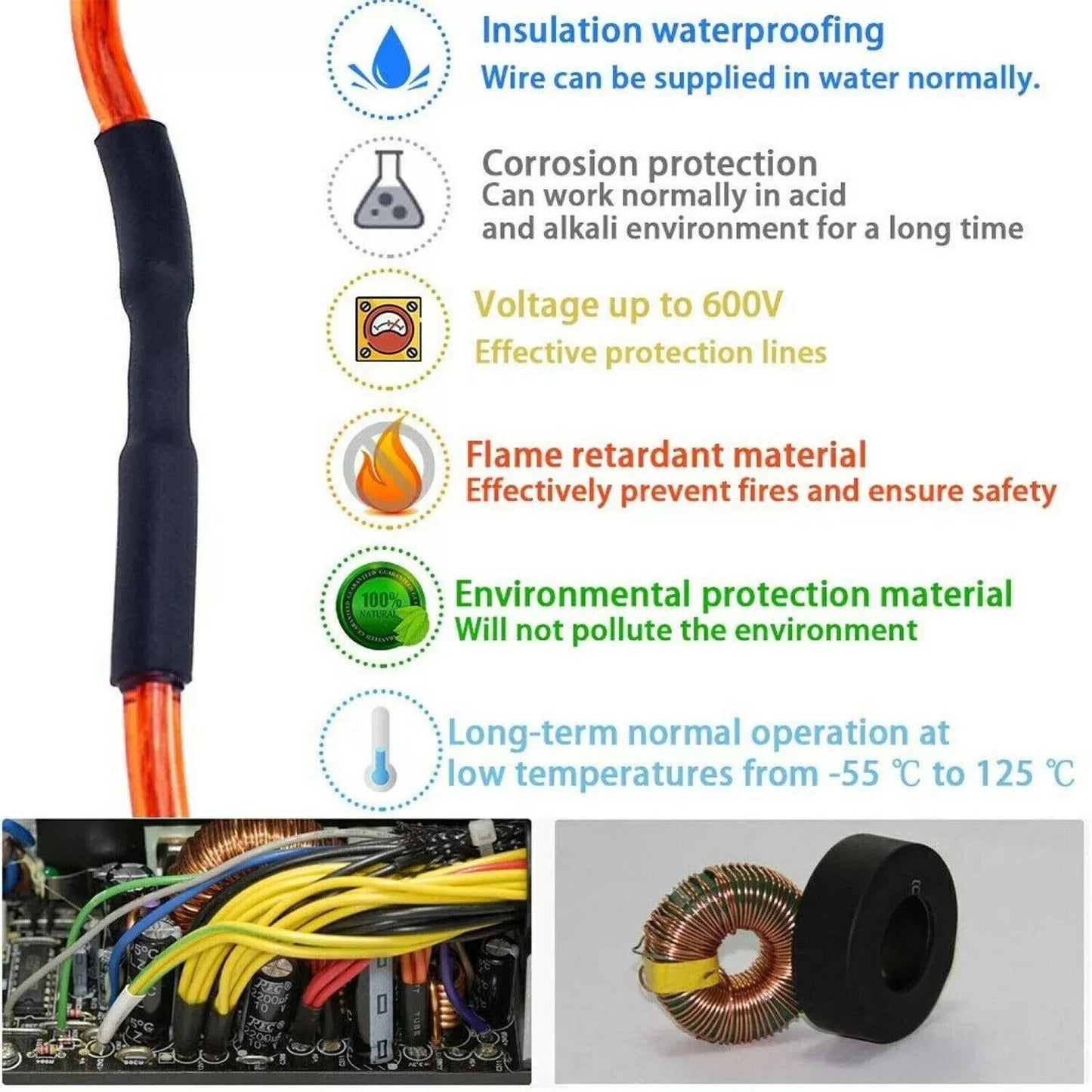 3ft 3:1 Marine Heat Shrink Tubing Dual Wall Adhesive Glue Lined Waterproof