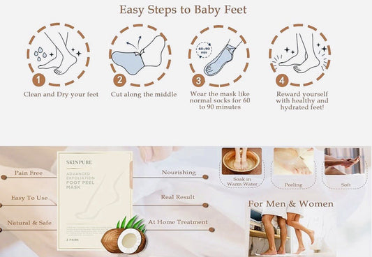 SkinPure Exfoliating Foot Peel Mask (2 in pack)- Lavender, Aloe & Jasmine 🌳