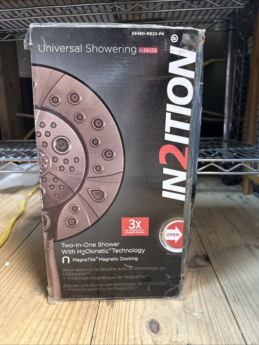 💧 Delta 58480-RB25-PK In2ition 2-in-1 Shower Head – Lumicoat Bronze
