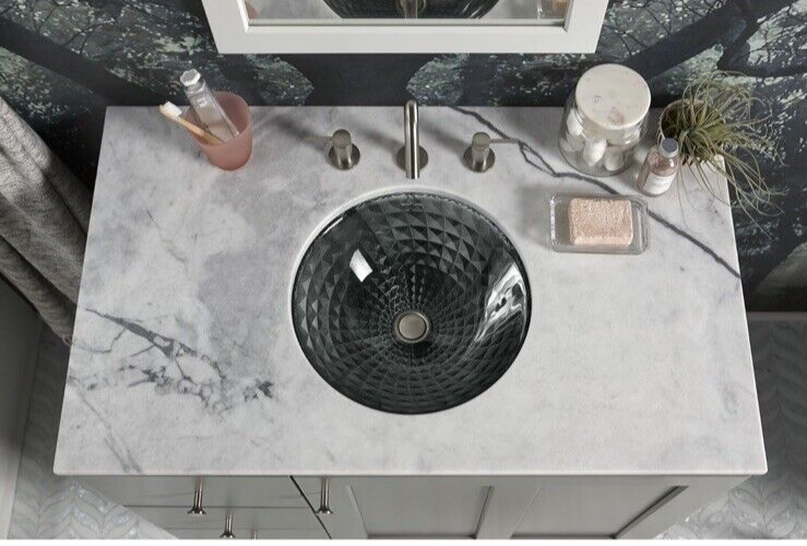 Kohler Kallos K-2361-TG8 Undermount Glass Bathroom Sink, Translucent Stone
