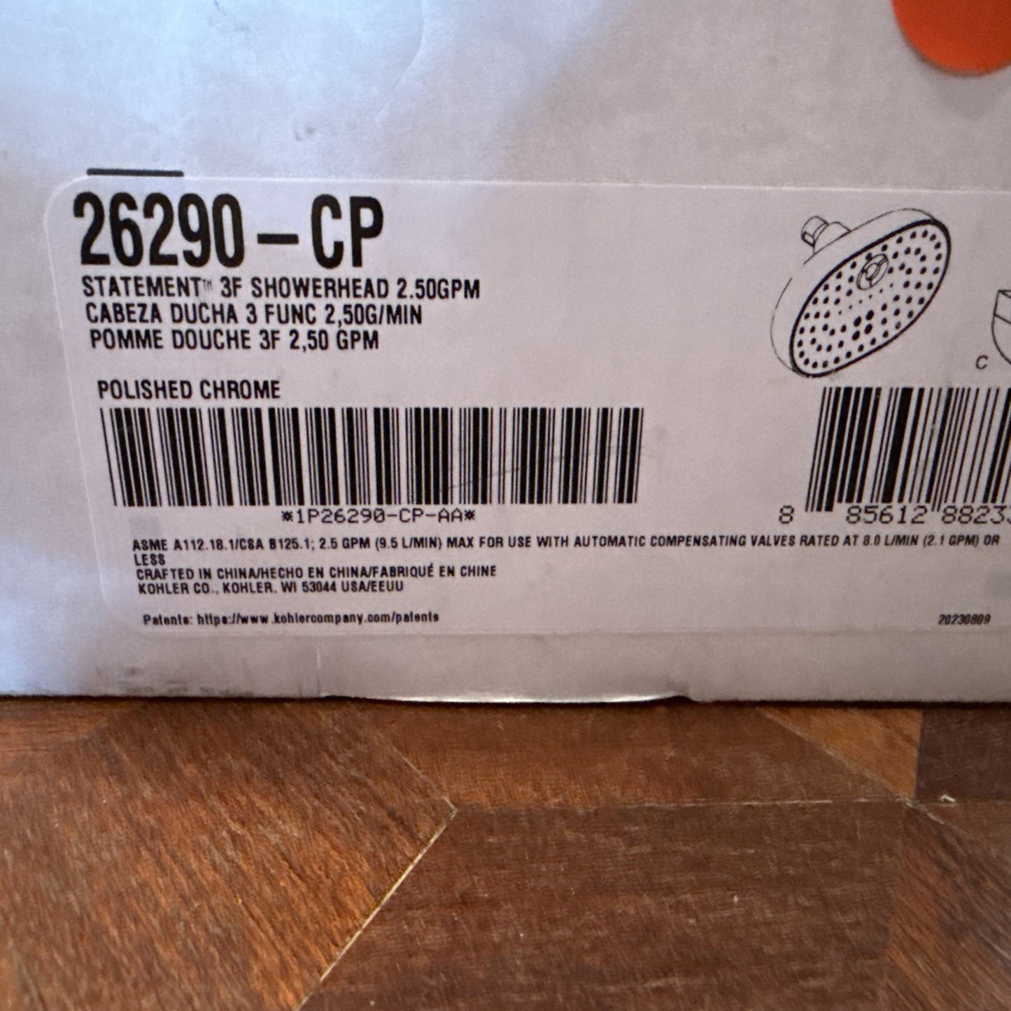 Kohler 29290-CP 8" 3-Spray Adjustable Wall-Mount Showerhead – Polished Chrome