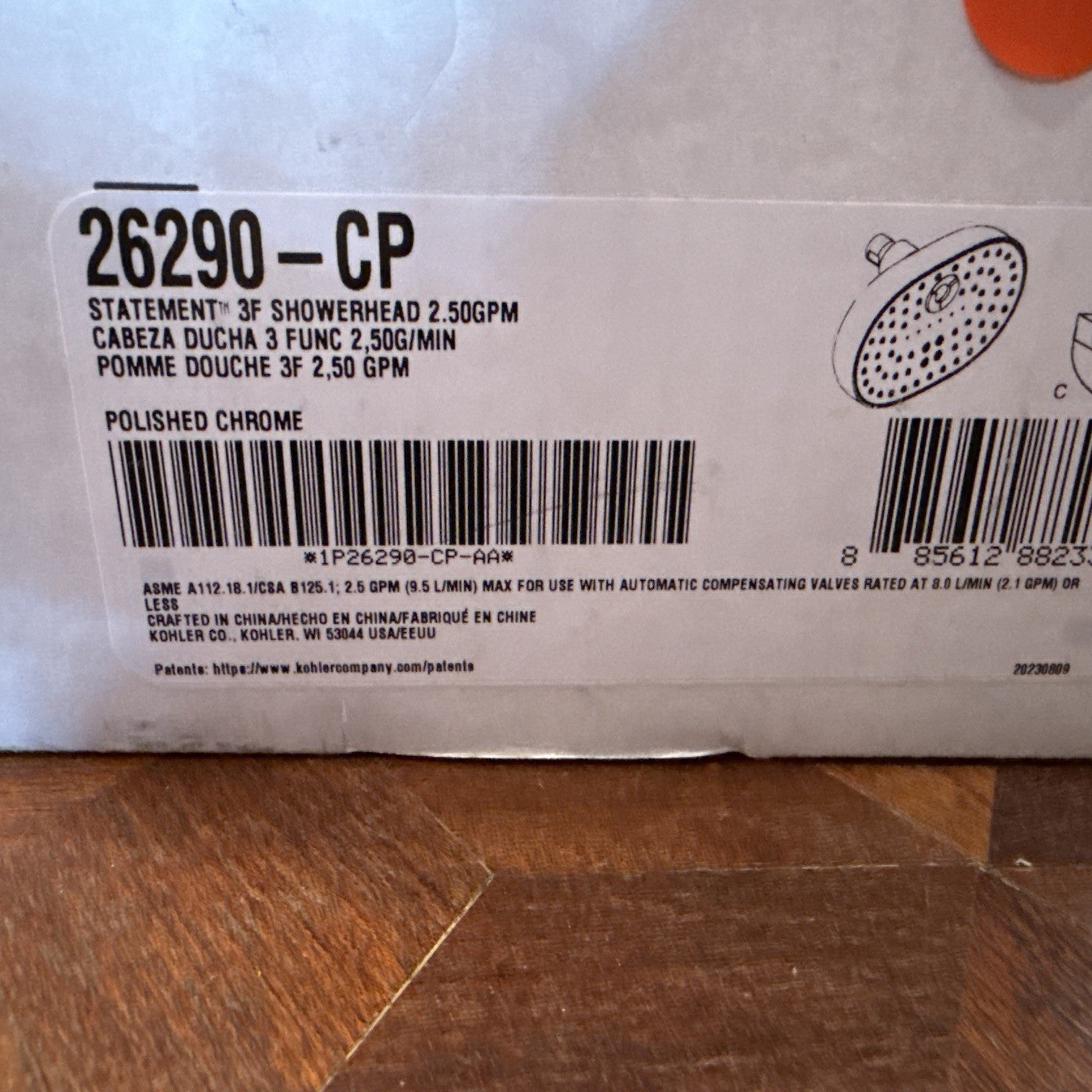 Kohler 29290-CP 8" 3-Spray Adjustable Wall-Mount Showerhead – Polished Chrome