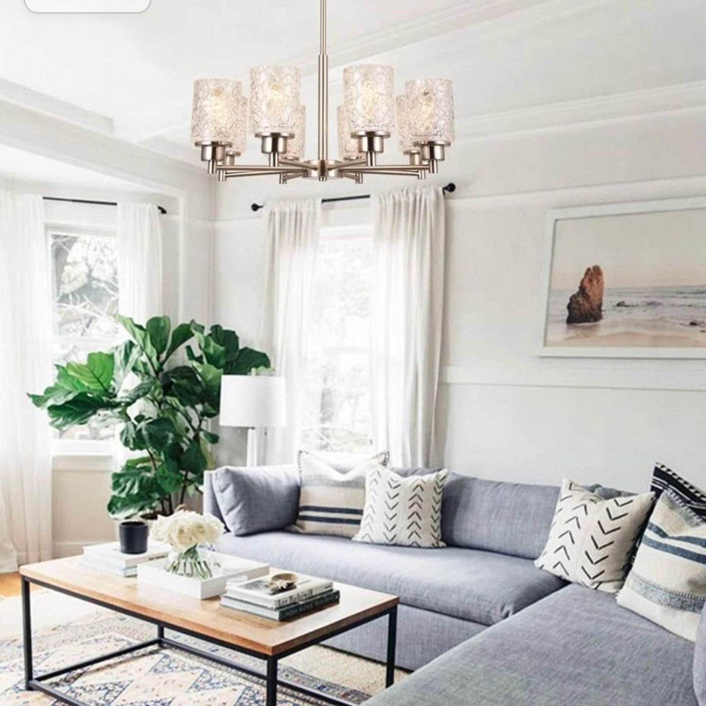 Alice House 8 Light Brushed Nickel 24” Chandelier