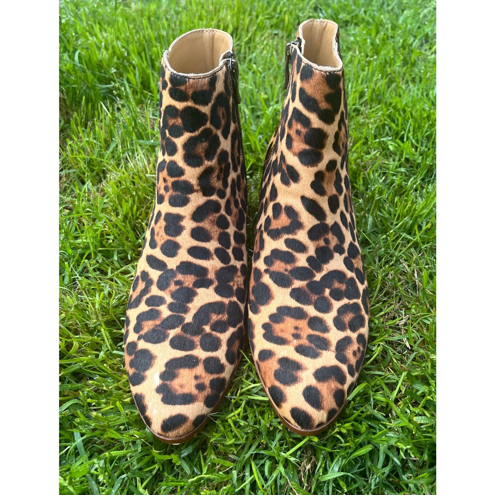 J.Crew Walker Calf Hair Leopard Booties Women’s Size 8 Animal Print Ankle Boots