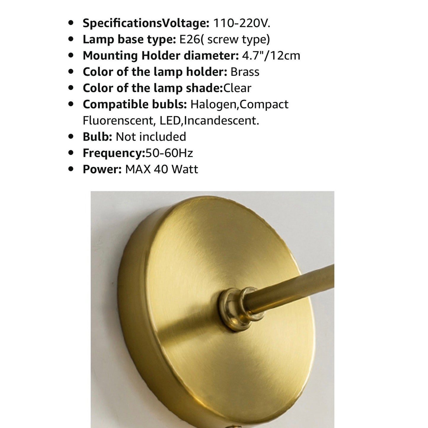 AK Lighting Gold Bathroom Vanity Light Fixture