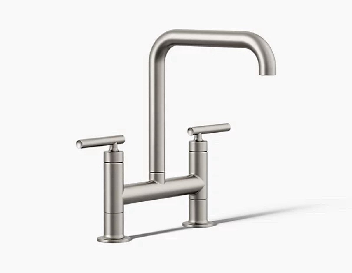 Kohler K-7547-4-VS Purist 1.5 GPM Bridge Kitchen Faucet, Vibrant Stainless