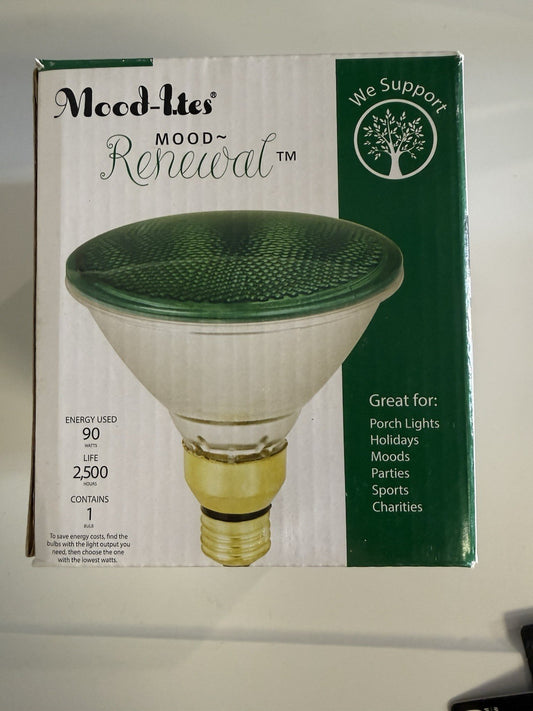 Lot of 2 ELECTRIC MOOD-LITES MOOD LIGHT BULB Renewal Green 90W 120V, New In Box