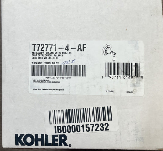 Kohler Artifacts T72771-4-AF Volume Control Valve Trim – Vibrant French Gold