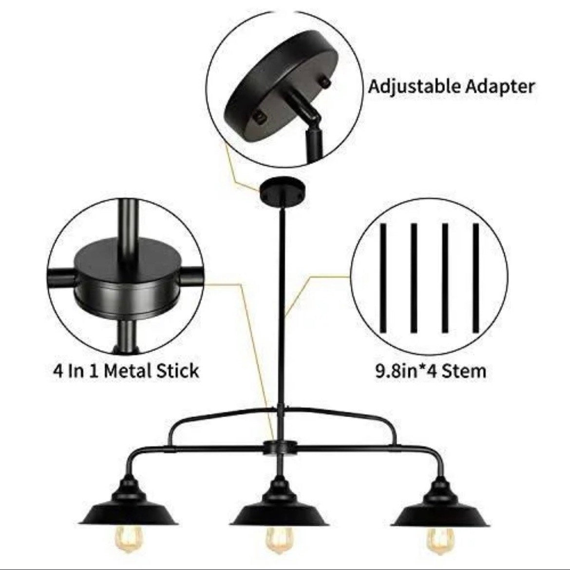 Puzhi Home Black Pendant Lighting Fixture