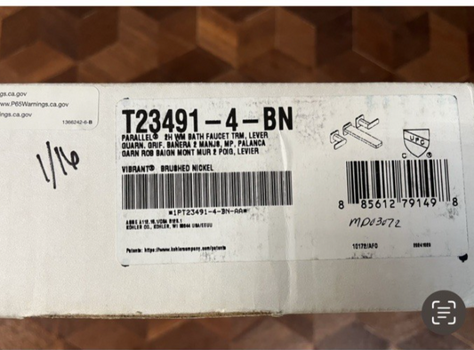 Kohler T23491-4-BN Parallel Thermostatic Valve Trim – Brushed Nickel
