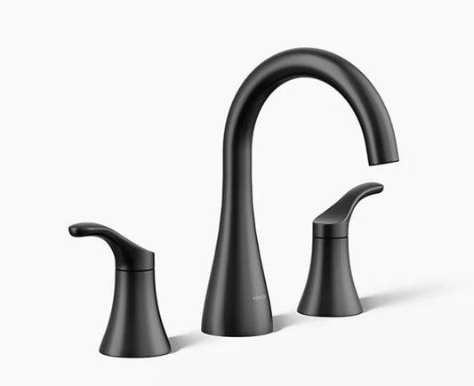 KOHLER 27390-4-BL Riff Widespread Bathroom Faucet – Matte Black