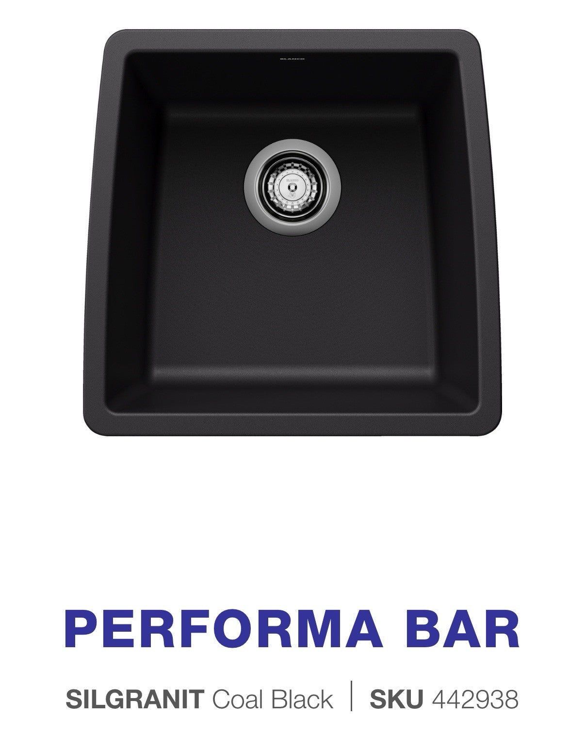 Blanco 442938 17.5″ Performa Undermount Bar Sink – Coal Black (SILGRANIT)