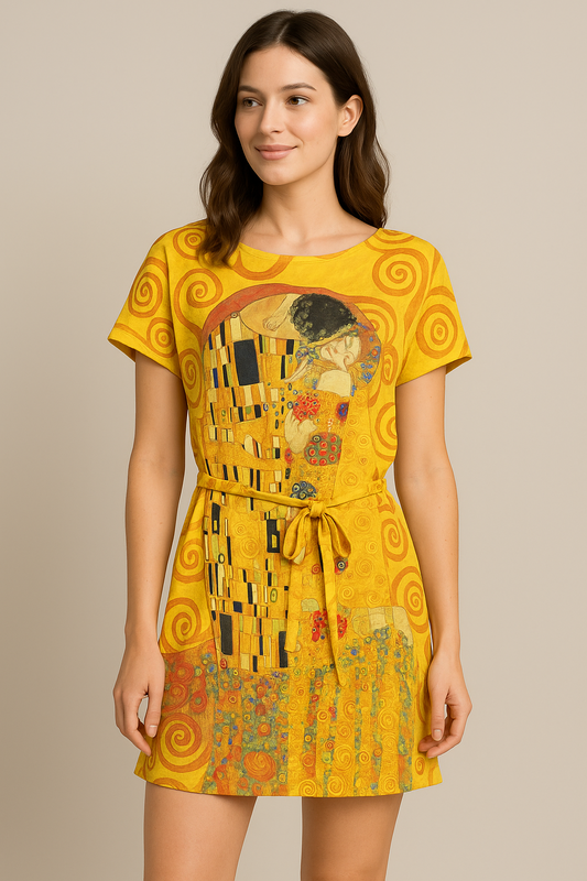 GUSTAV KLIMT "The Kiss" t-shirt dress Size Large