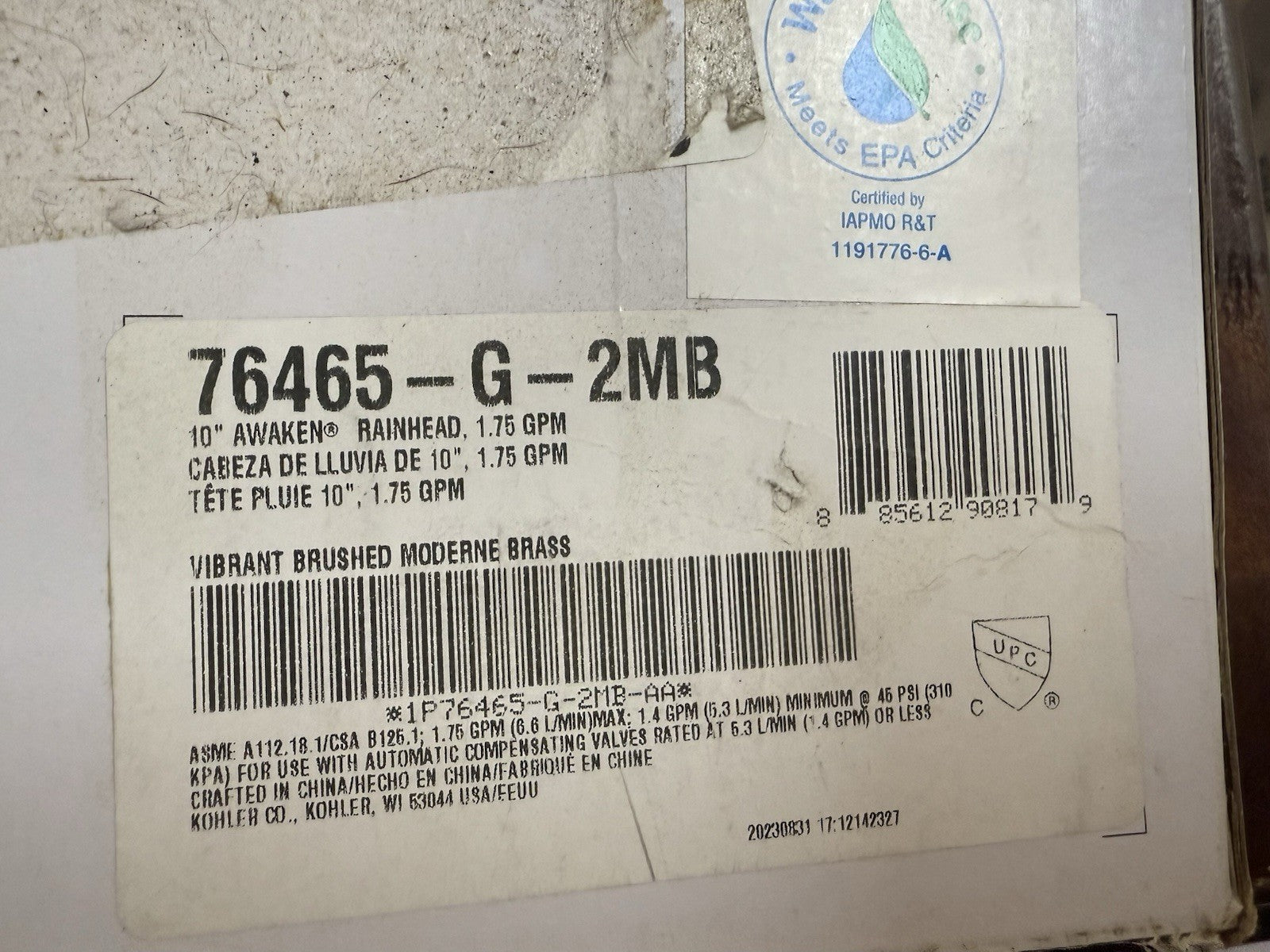 🚿 Kohler Awaken 10" Ceiling Mount Fixed Rain Showerhead 1-Spray 76465-G-2MB Vib