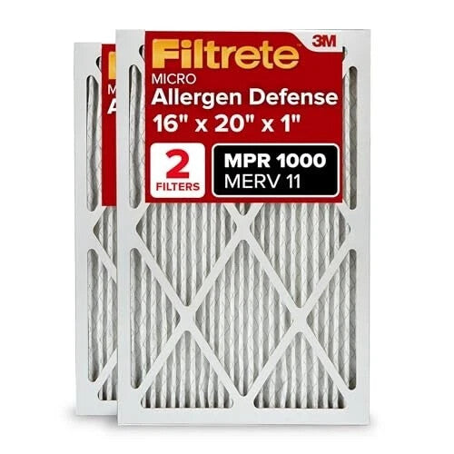 16x20x1 AC Furnace Air Filter MERV 11 MPR 1000 Micro Allergen Defense 3 Month Pl