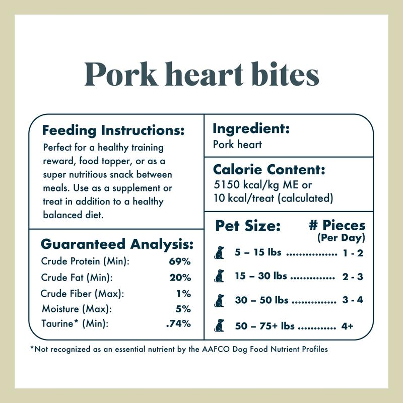 King Lou Pork Heart Bites Treats, Soft Single-Ingredient Treat for Dogs & Cats -