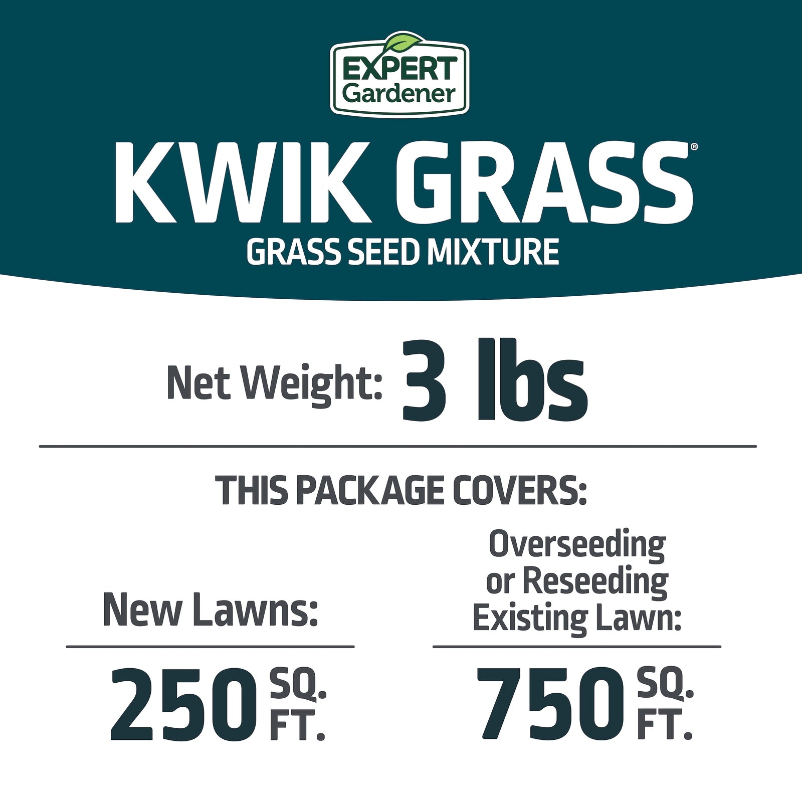 Kwik Grass Seed Mix, for Sun to Partial Shade, 3 Lb.