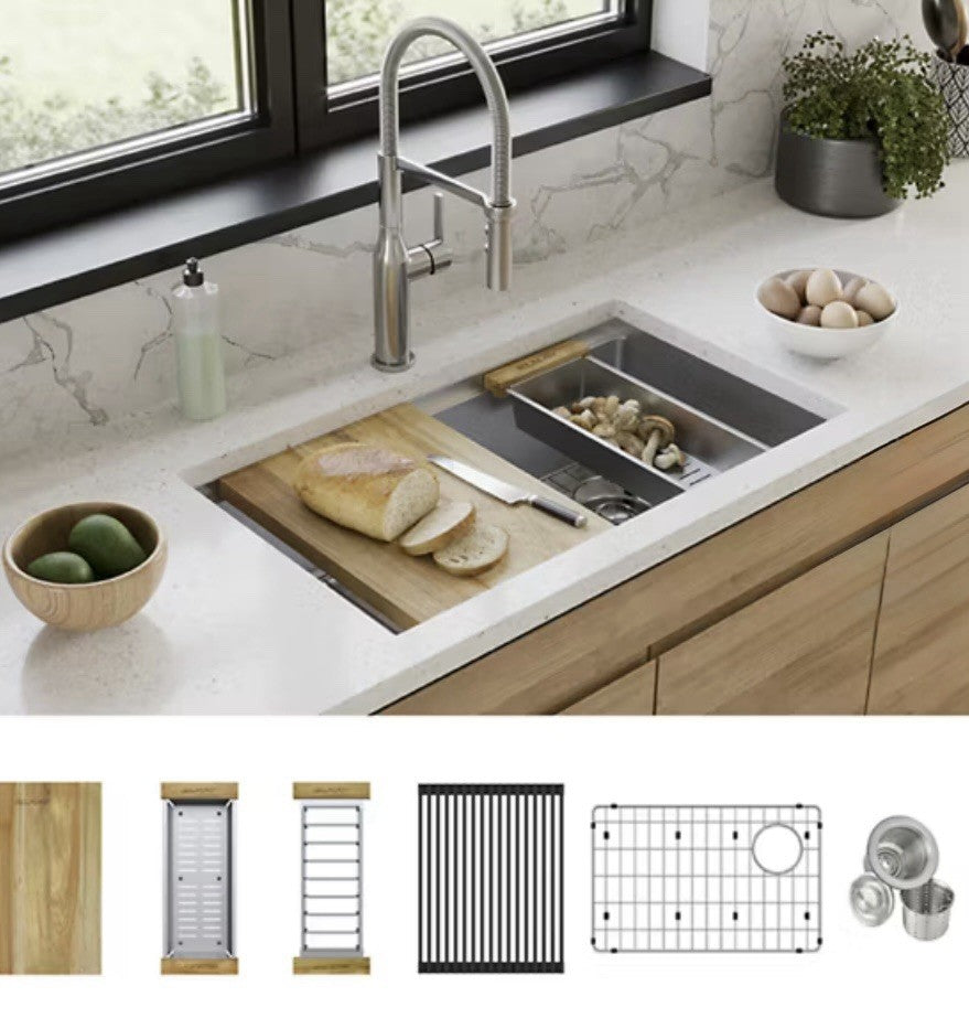 Elkay Crosstown 31.5” Undermount Workstation Double Bowl Stainless Steel Sink