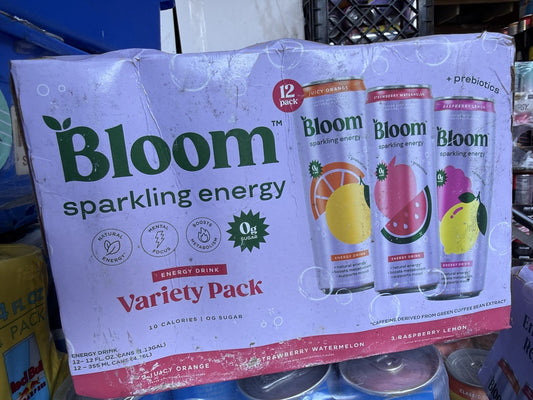 Bloom Variety 12-Pack Sparkling Energy Drink – Zero Sugar (12 oz Cans)
