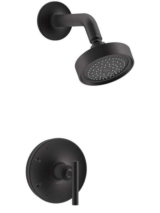 Kohler K-TS14422-4-BL Purist Lever Handle Bath/Shower Faucet Trim Kit, Matte Bla