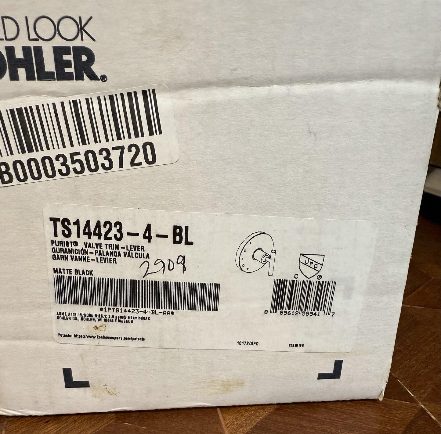 Kohler K-TS14423-4-BL Purist Valve Trim - Black Matte Finish | Rite-Temp Lever