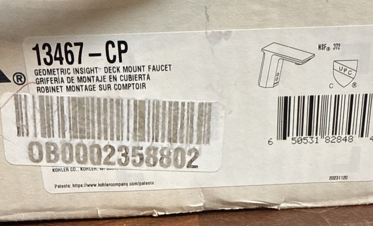 Kohler K-13467-CP Touchless Bathroom Faucet Chrome | Geometric Deck Mount