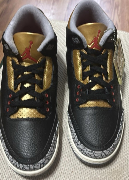 New -Nike WMNS Air Jordan 3 Retro Black Gold Sneakers CK9246-067 Women's 11