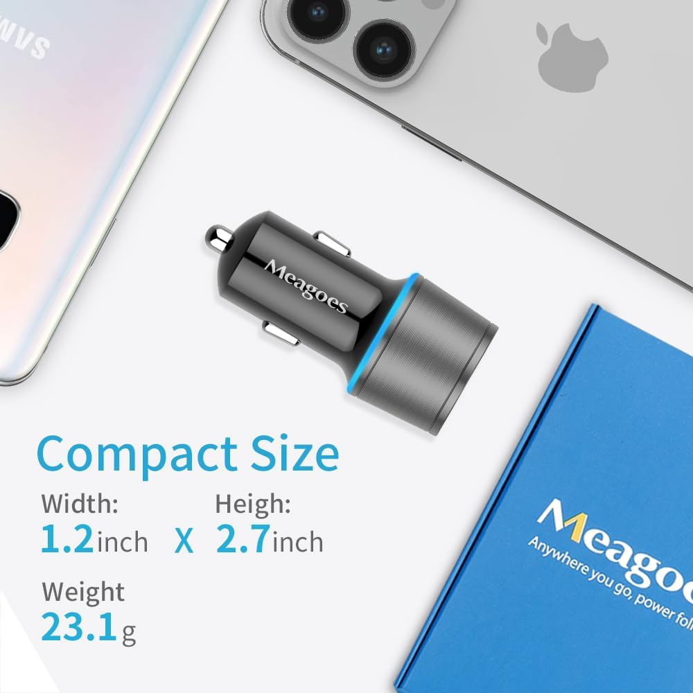 48W Dual USB-C Car Charger with PD & QC3.0 for and all Devices