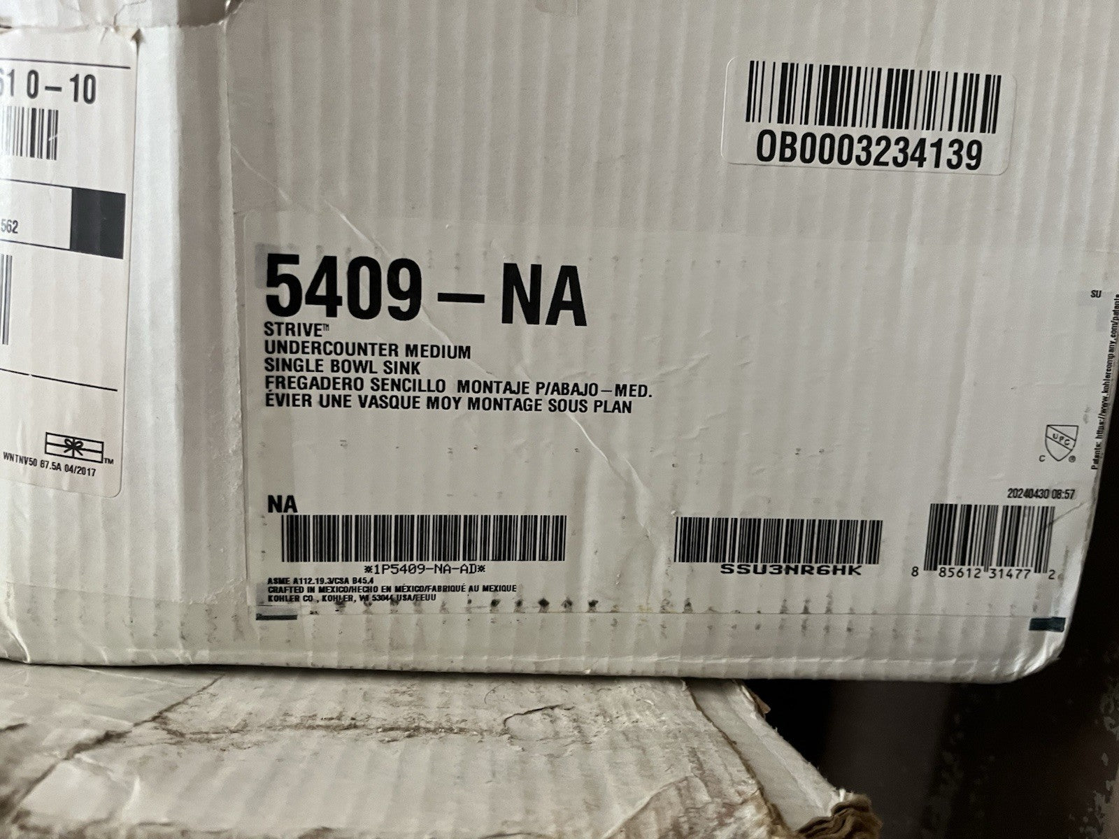 Kohler K-5409-NA 29" Undermount Single Bowl Kitchen Sink Stainless Steel