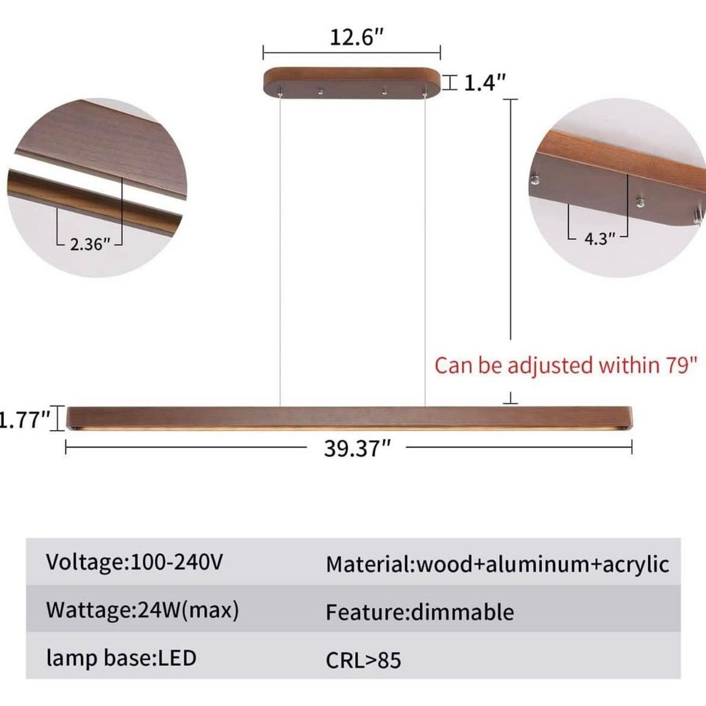 🪵 LED Wooden Linear Pendant Island Table Light – Natural Warmth Meets Modern El