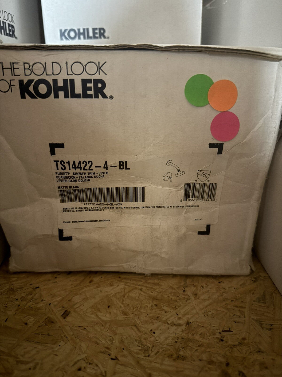Kohler K-TS14422-4-BL Purist Lever Handle Bath/Shower Faucet Trim Kit, Matte Bla