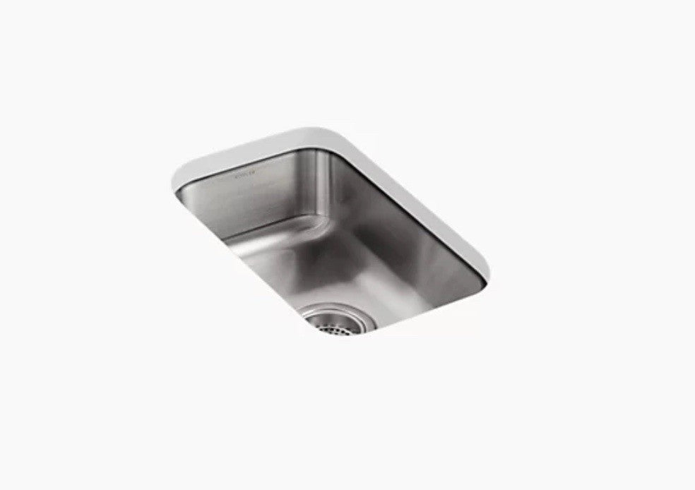 Kohler K-3333-NA 10-3/4" 1-Bowl Square Basin Undermount Bar Sink Stainless Stee