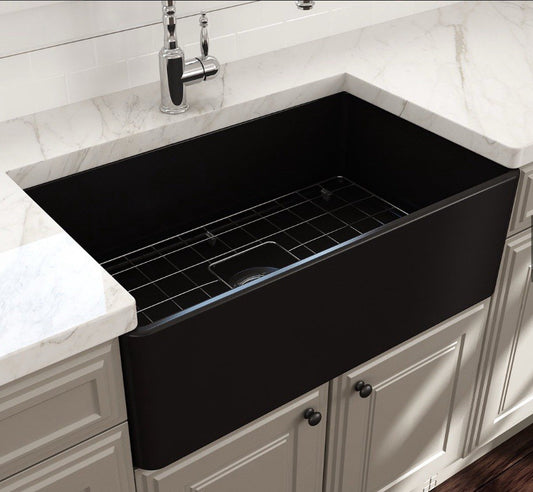 BOCCHI 1138-0120 Classico Farmhouse 30" Single Kitchen Sink- Black 1138-004-0120