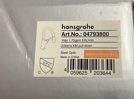 Hansgrohe 04793800 Joleena 1.75 GPM Single Hole Pull Down Kitchen Faucet