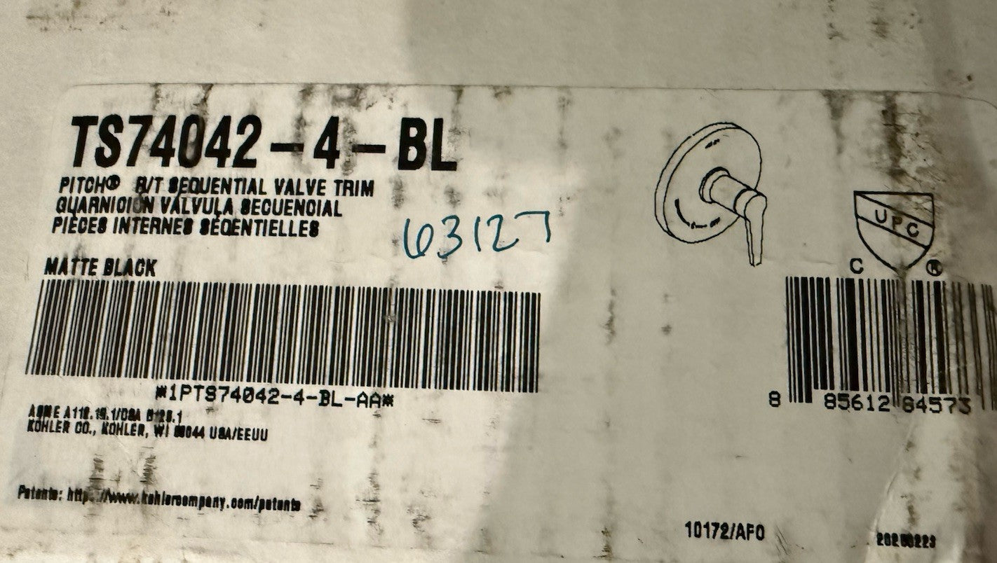 Kohler Pitch TS74042-4-BL Shower Valve Trim Handle – Matte Black