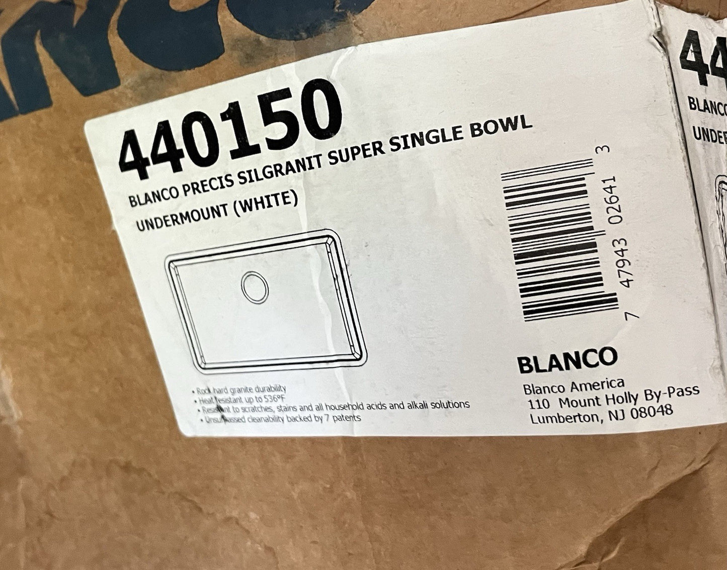 Blanco 32" White SILGRANIT Sink 440150 – Undermount Single Bowl Kitchen Beauty