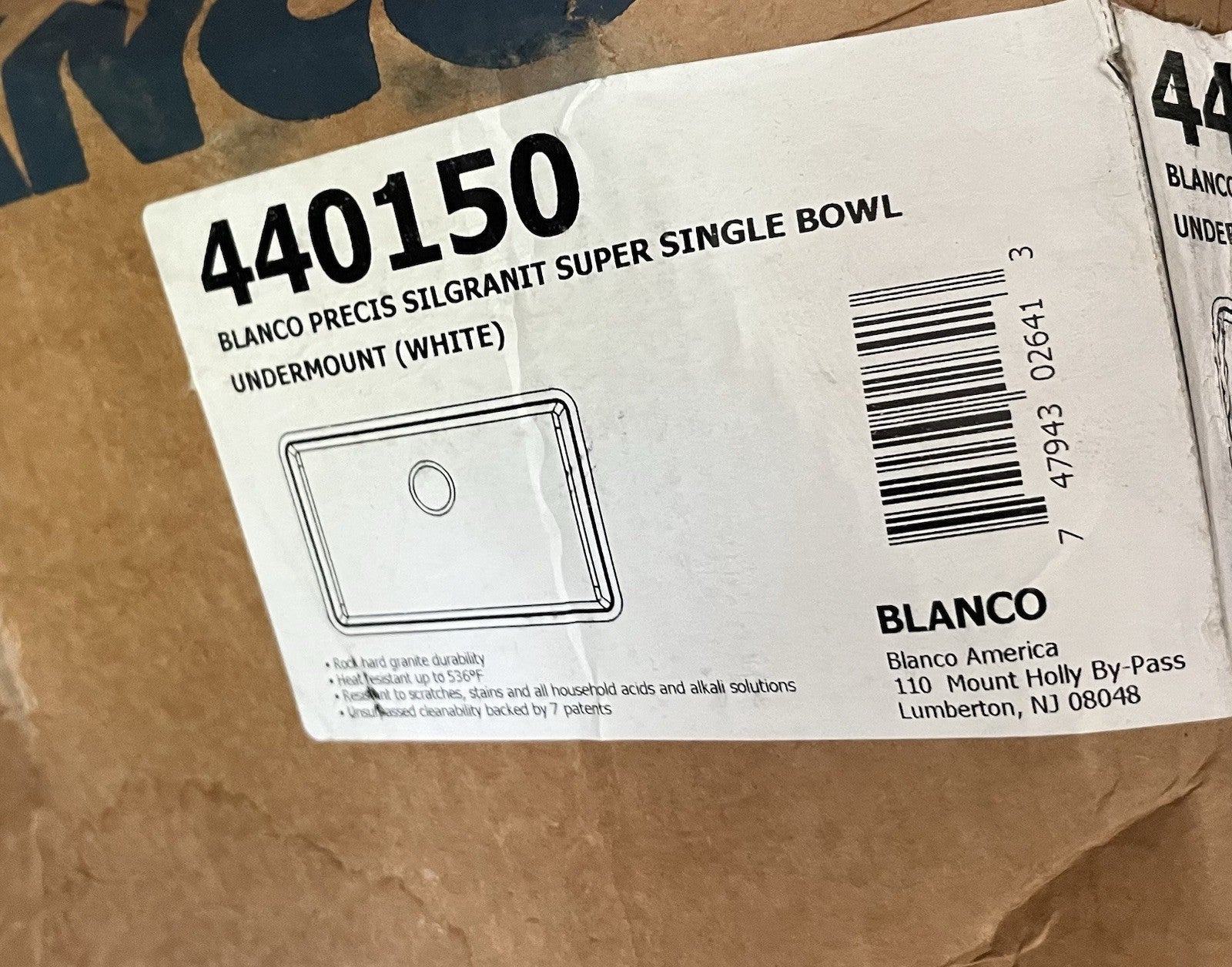 Blanco 32" White SILGRANIT Sink 440150 – Undermount Single Bowl Kitchen Beauty