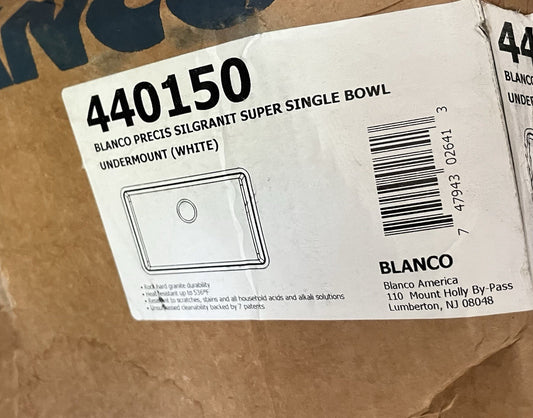 Blanco 32" White SILGRANIT Sink 440150 – Undermount Single Bowl Kitchen Beauty