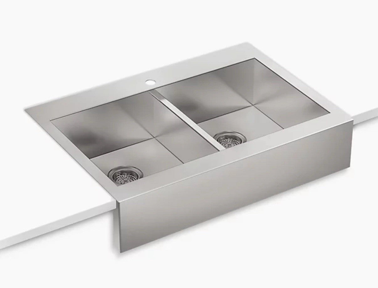 Kohler Vault 36″ Top-Mount Double-Bowl Farmhouse Sink (Model 3944-1-NA)