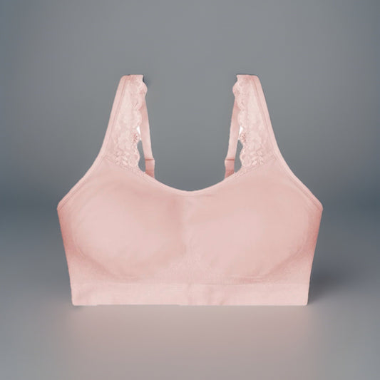 Underoutfit Adjustable Comfort Bra w/ Lace Straps-445 Crystal Rose, size Med