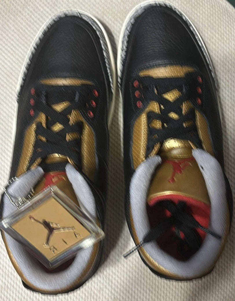 New -Nike WMNS Air Jordan 3 Retro Black Gold Sneakers CK9246-067 Women's 11