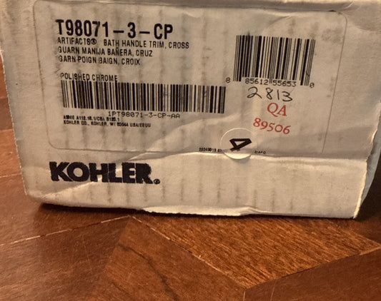 Kohler T98071-3-CP Artifacts® Deck-Mount Bath Cross Handle Trim –Polished Chrome