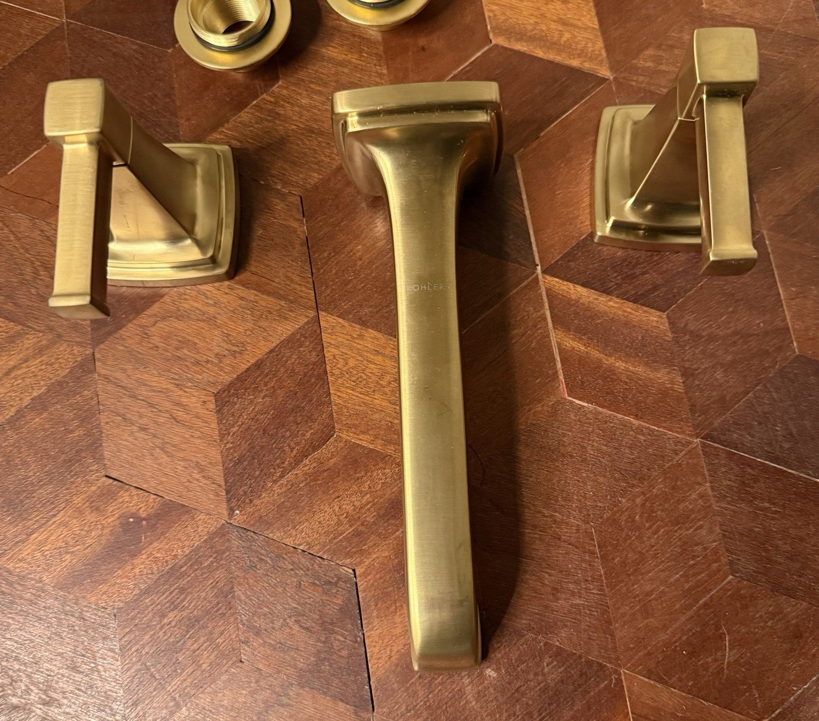 Kohler Riff T26432-4-2MB Wall Mount Bathroom Sink Faucet Trim – Brushed Brass