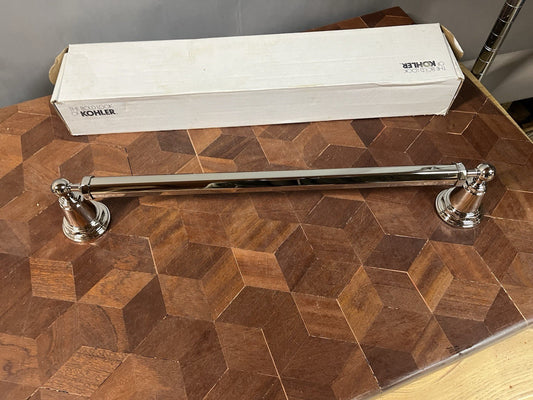 Kohler K-13108-SN Pinstripe 18" Towel Bar, Vibrant Polished Nickel, Modern Bathr