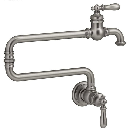Kohler Artifacts K-99270-VS Wall-Mount Pot Filler Faucet, Vibrant Stainless, 3.2