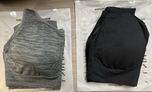 Lot of 2-UnderOutfit Active Shaping Sports Bra 1143-Size 2xl black & heather gra
