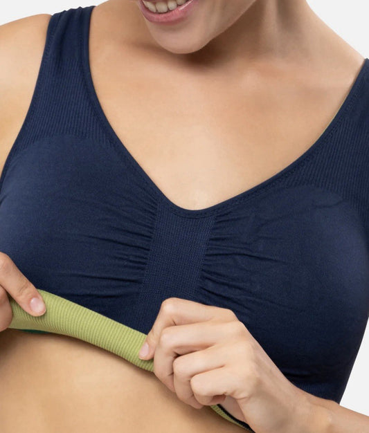 Underoutfit Everyday Comfort Reversible Bralette-452 navy/green, size large