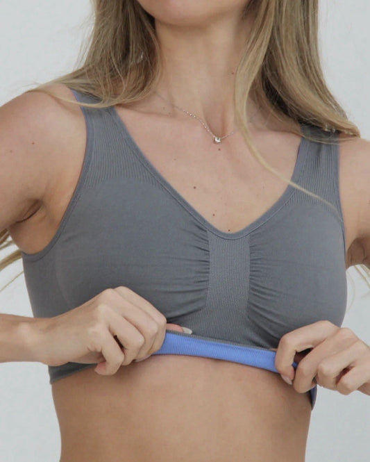 Underoutfit Everyday Comfort Reversible Bralette -452,  Size XL- Blue/gray