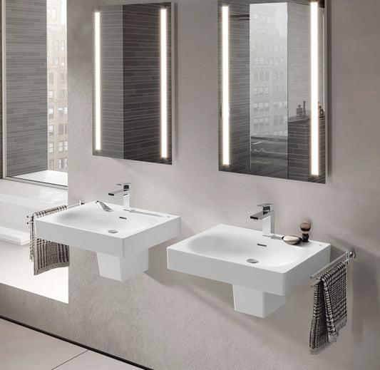 Grohe Eurocube 24" Wall Mount Bathroom Sink Fireclay White 3-Hole 8” Faucet