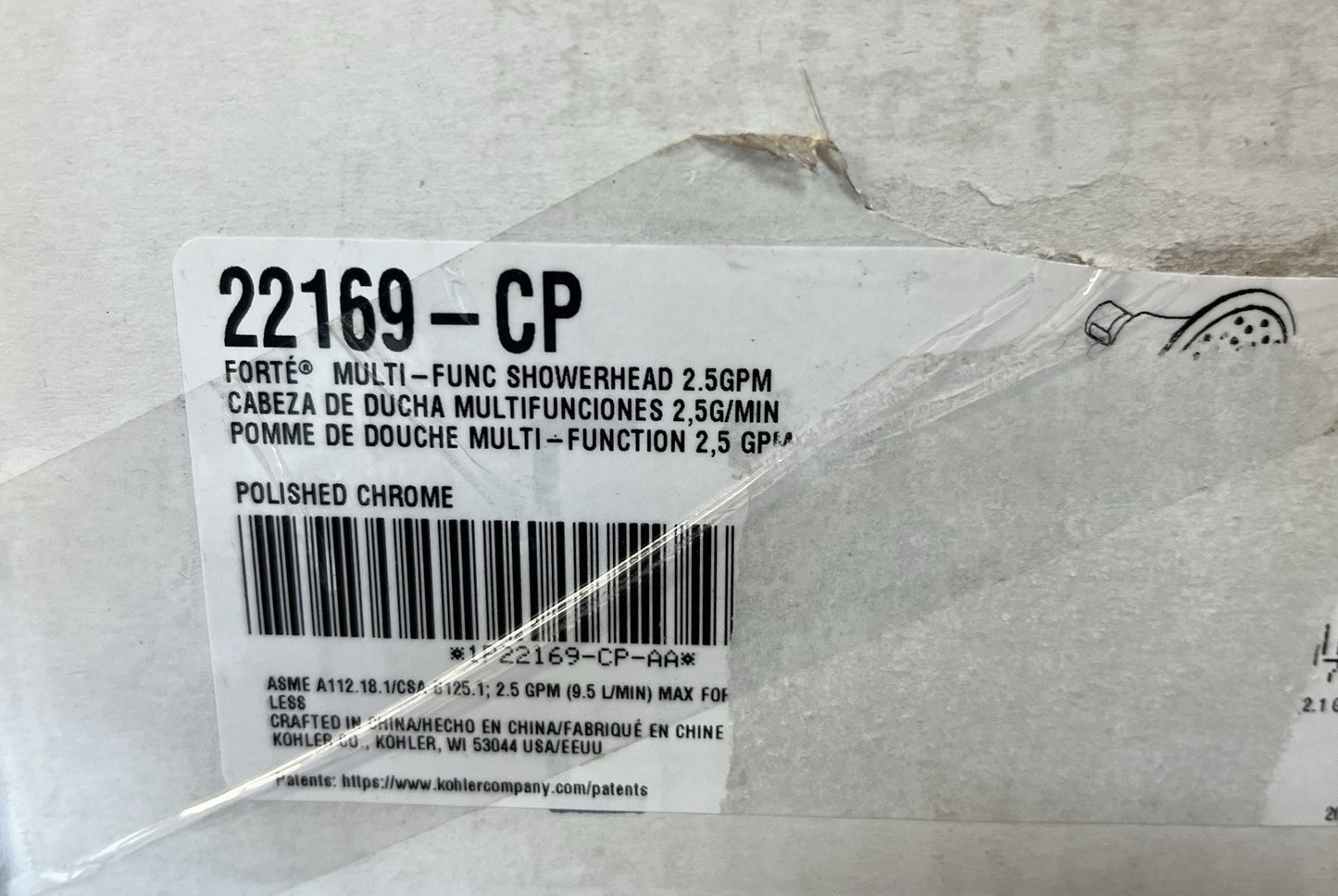 Kohler 22169-CP Forte Handheld Showerhead – 3 Spray Settings – Polished Chrome